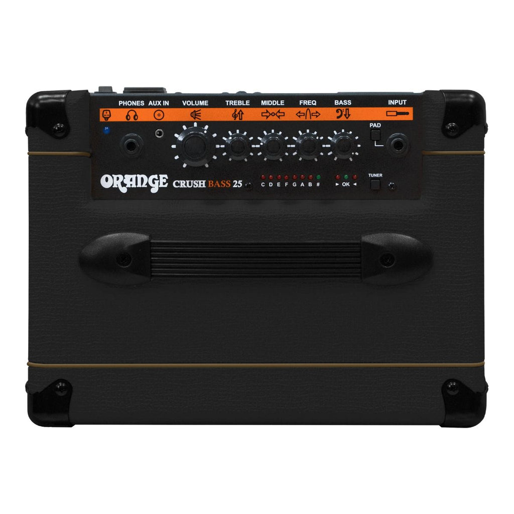 amplificatore combo per basso 25W orange crush bass 25 BK vista controlli