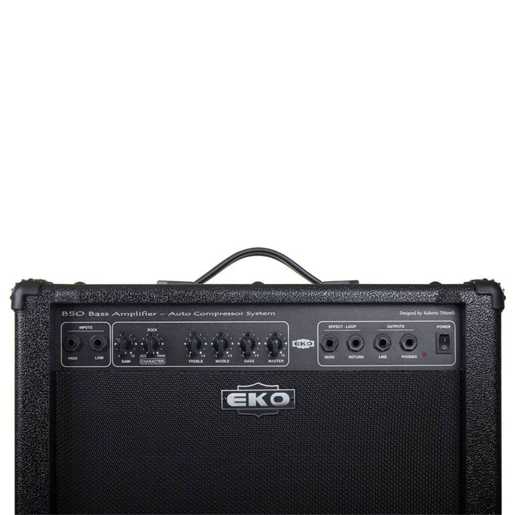 amplificatore combo per basso da 50W eko B50 vista dei controlli