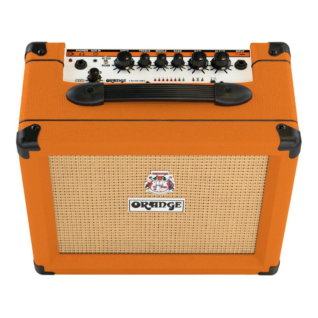amplificatore combo per chitarra elettrica da 20W orange crush 20RT vista dall'alto