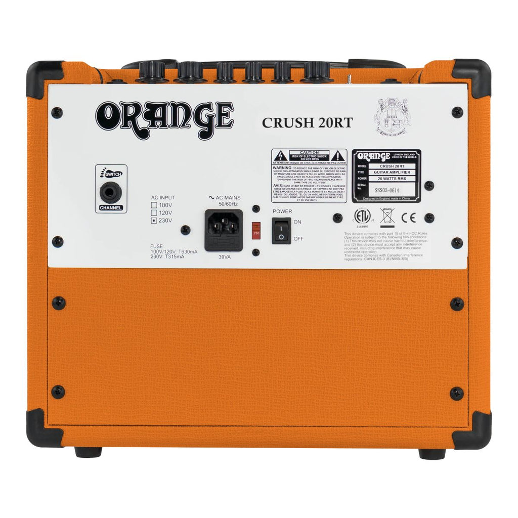 amplificatore combo per chitarra elettrica da 20W orange crush 20RT vista del retro
