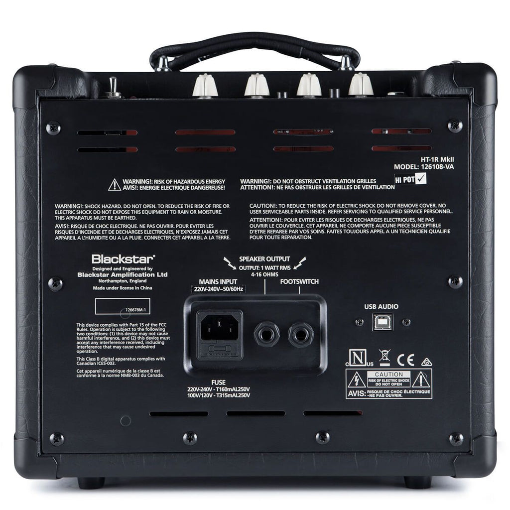 amplificatore combo valvolare per chitarra elettrica blackstar ht-1r mkii vista del retro