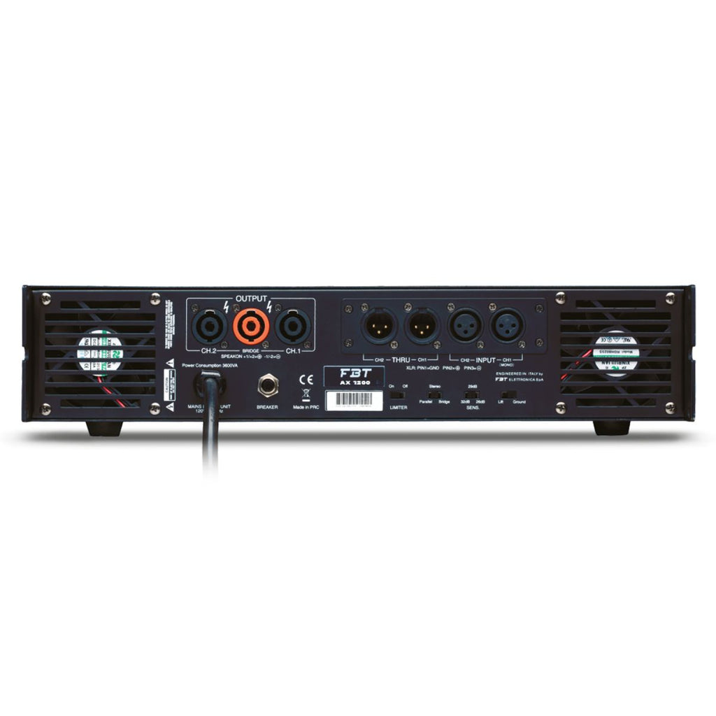amplificatore di potenza da 1200E FBT AX 1200 vista del retro