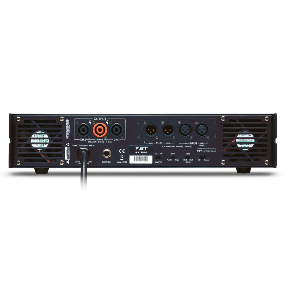 amplificatore di potenza da 1200E FBT AX 1200 vista del retro