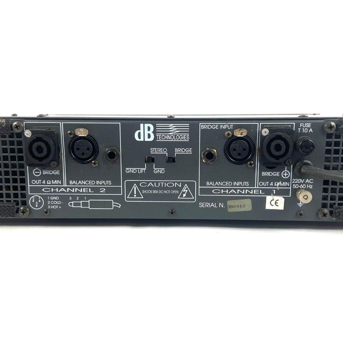 amplificatore pa db technologies pl1200 vista del retro