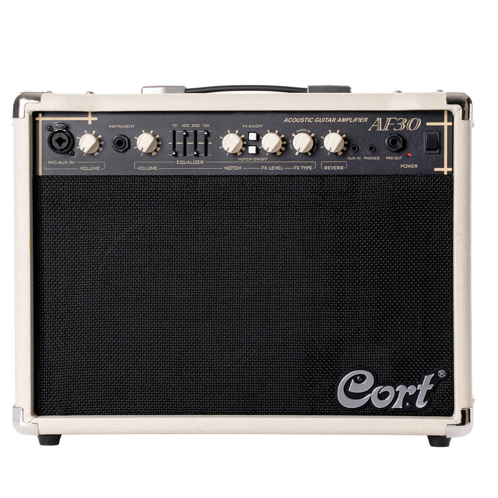 amplificatore per chitarra acustica da 30W cort af0 open box vista frontale