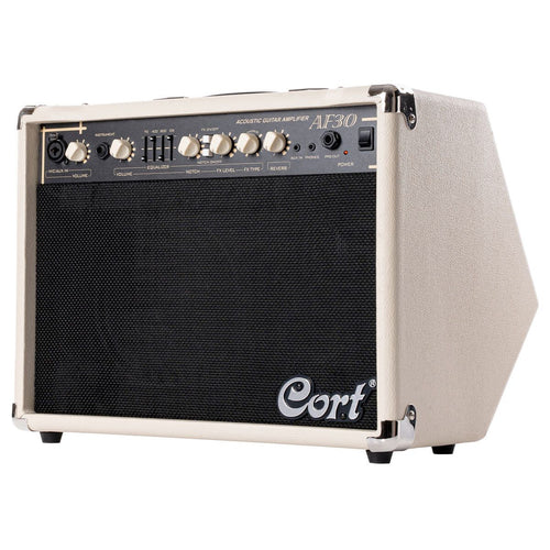amplificatore per chitarra acustica da 30W cort af0 open box vista laterale