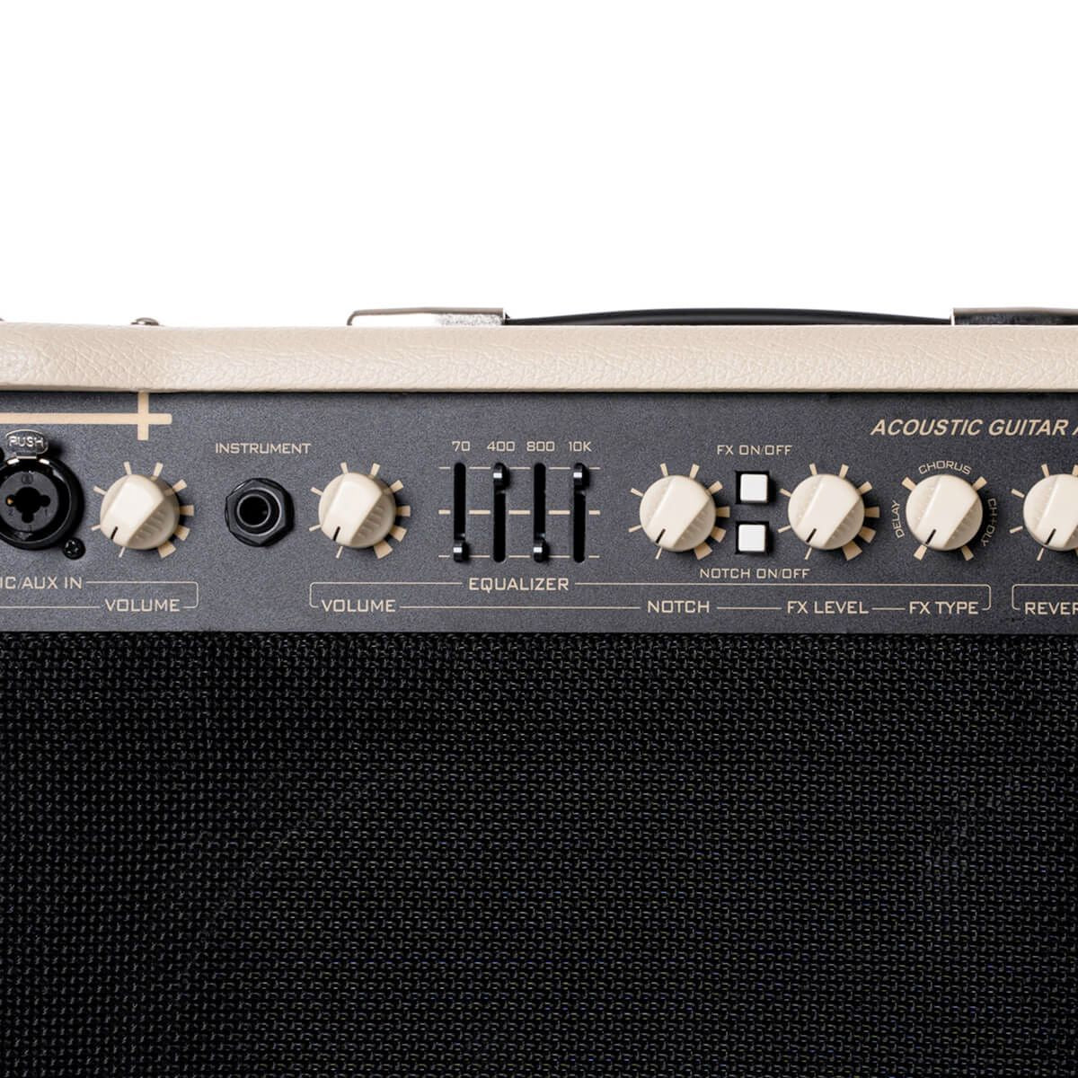 amplificatore per chitarra acustica da 30W cort af0 open box vista dei controlli