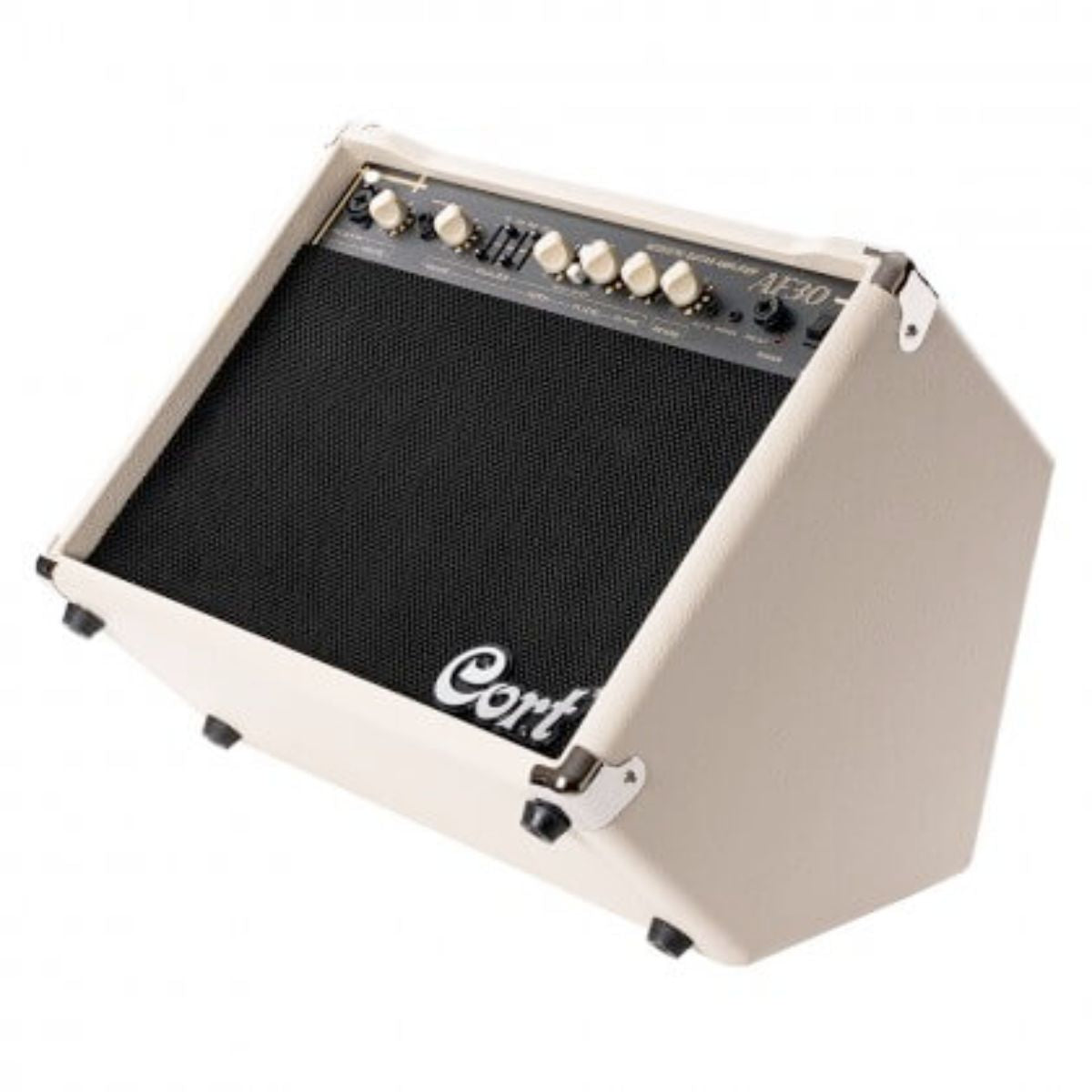 amplificatore per chitarra acustica da 30W cort af0 open box vista coricato