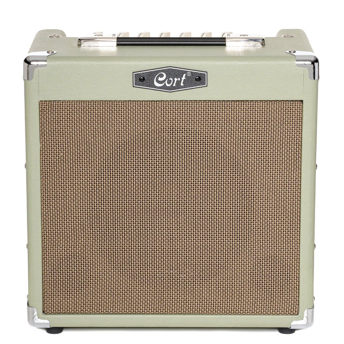 amplificatore per chitarra da 15W cort cm15r pastel green open box vista frontale