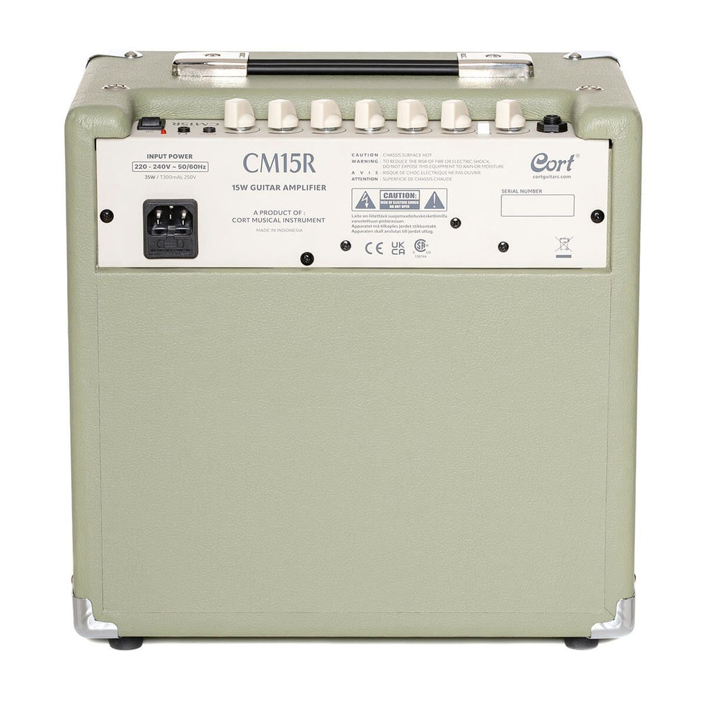 amplificatore per chitarra da 15W cort cm15r pastel green open box vista del retro