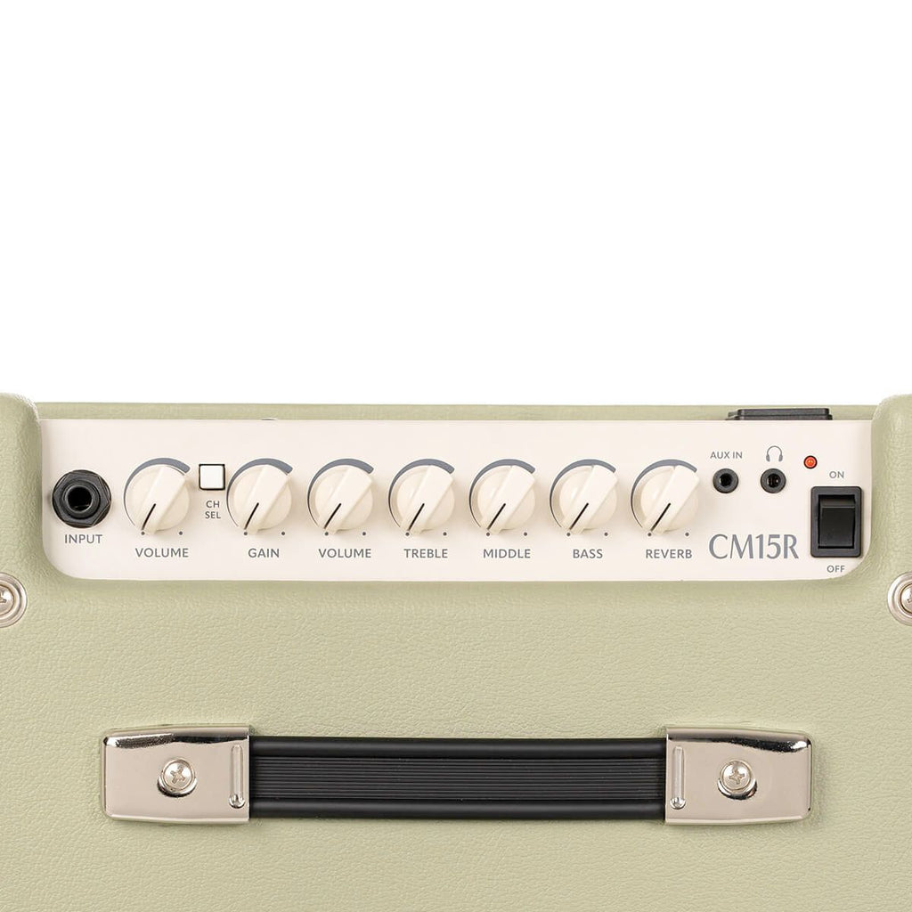 amplificatore per chitarra da 15W cort cm15r pastel green open box vista dall'alto