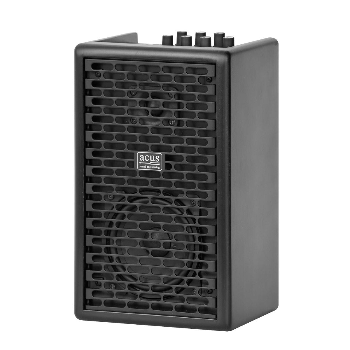 amplificatore ultra compatto professionale per chitarra acustica con doppio ingresso e 40W di potenza Acus One Forstrings 4 Ferdi Black Open Box vista laterale dx