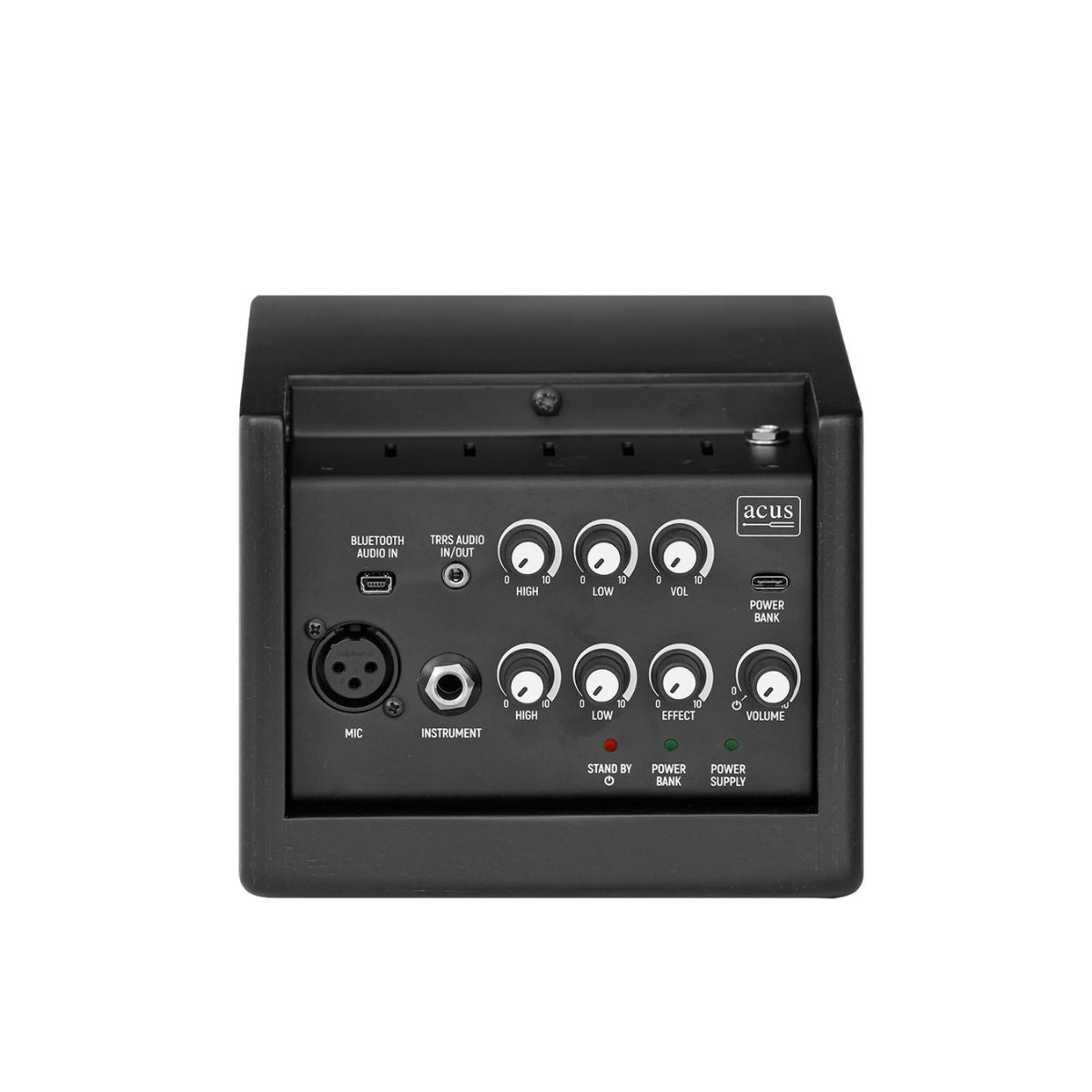 amplificatore ultra compatto professionale per chitarra acustica con doppio ingresso e 40W di potenza Acus One Forstrings 4 Ferdi Black Open Box vista dall'alto