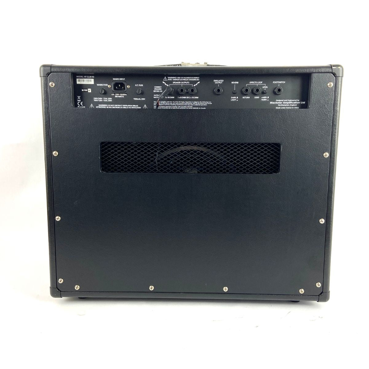 amplificatore valvolare per chitarra da 40W blackstar ht club 40 usato vista del retro