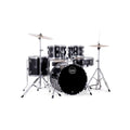 batteria acustica kit completo di aste, sgabello e piatti Mapex Comet Dark Black Open Box vista frontale dx