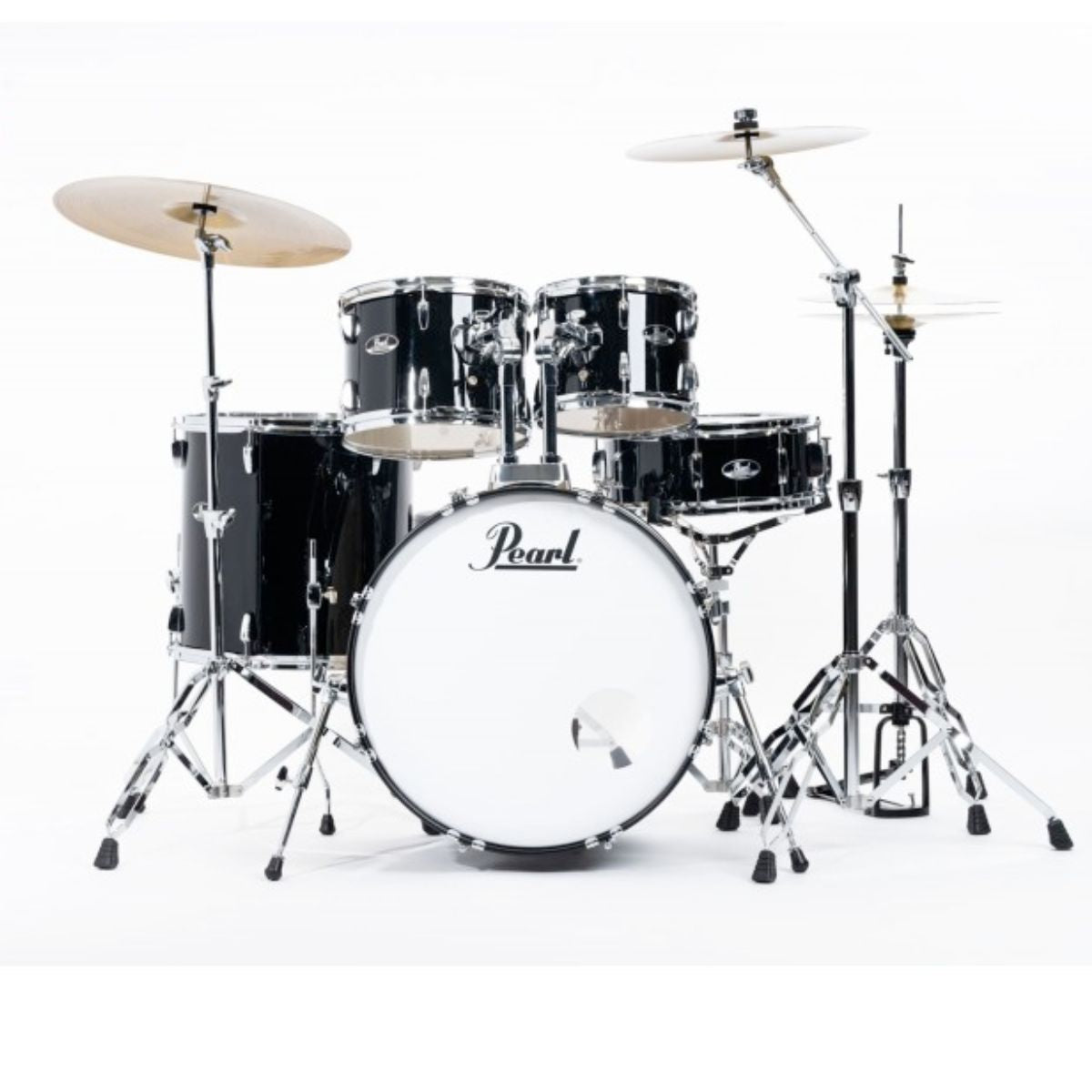 batteria acustica kit completo di meccaniche sgabello e piatti solar by sabian pearl Roadshow RS525sbc-C31 jet black vista frontale