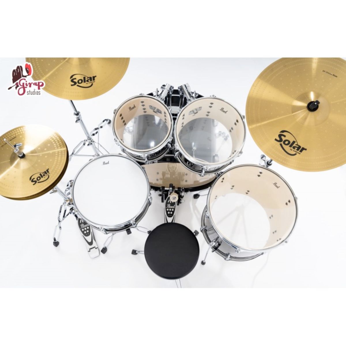 batteria acustica kit completo di meccaniche sgabello e piatti solar by sabian pearl Roadshow RS525sbc-C31 jet black vista del retro