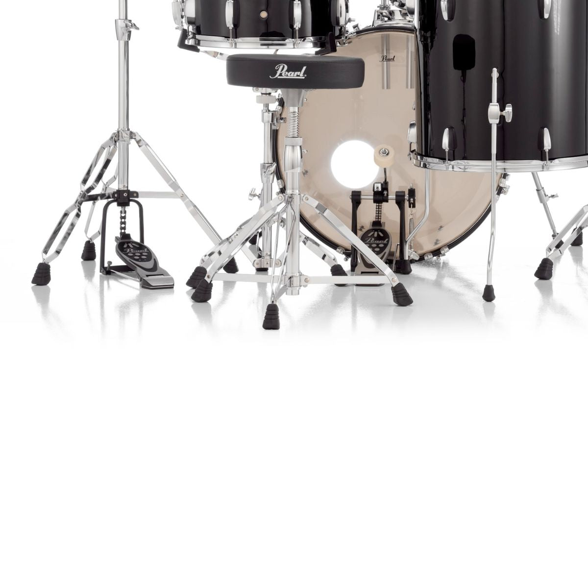 batteria acustica kit completo di meccaniche sgabello e piatti solar by sabian pearl Roadshow RS525sbc-C31 jet black vista delle meccaniche
