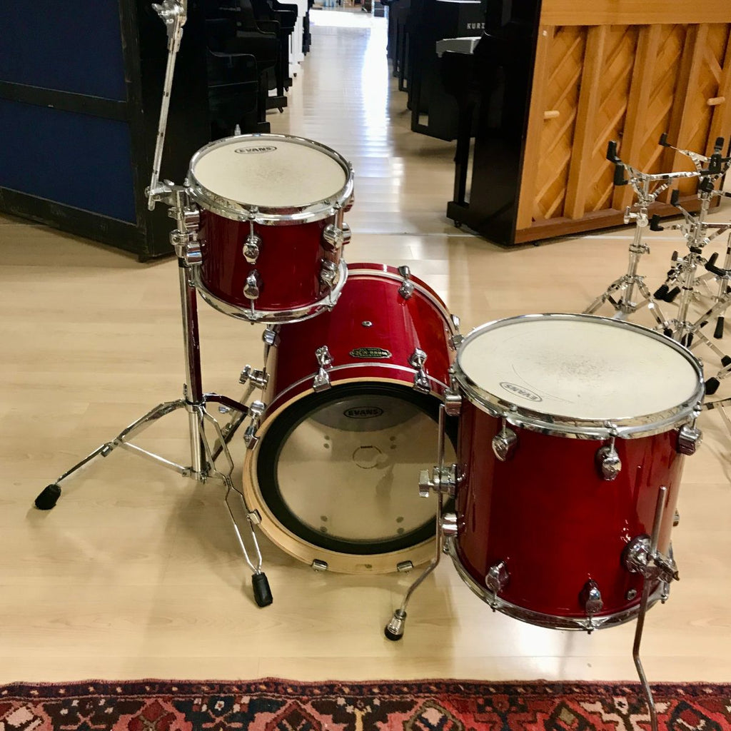 batteria acustica professionale 3 pezzi solo fusti x drum pro stage red all maple vista da dietro