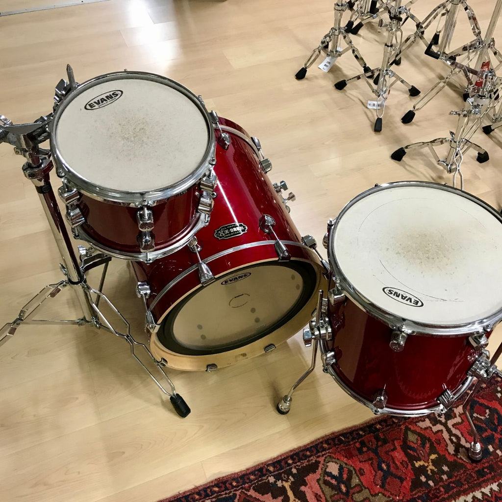 batteria acustica professionale 3 pezzi solo fusti x drum pro stage red all maple vista dall'alto
