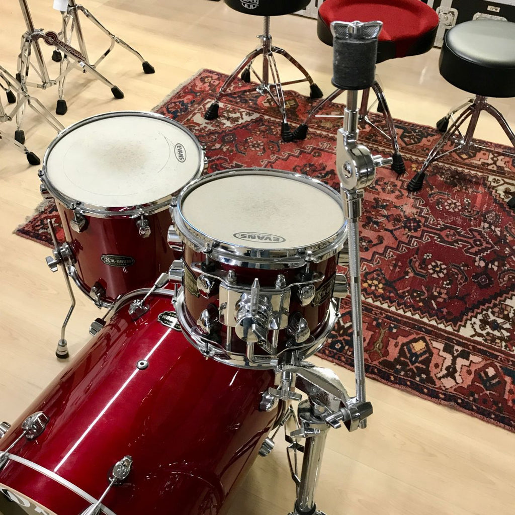 batteria acustica professionale 3 pezzi solo fusti x drum pro stage red all maple vista laterale dx