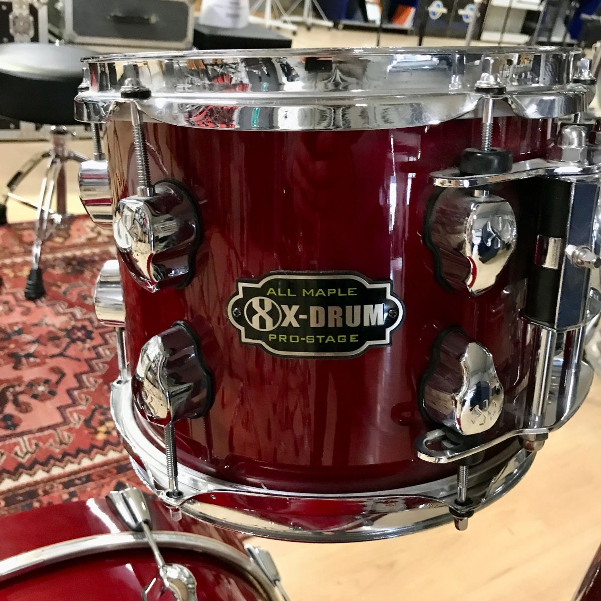 batteria acustica professionale 3 pezzi solo fusti x drum pro stage red all maple vista del tom