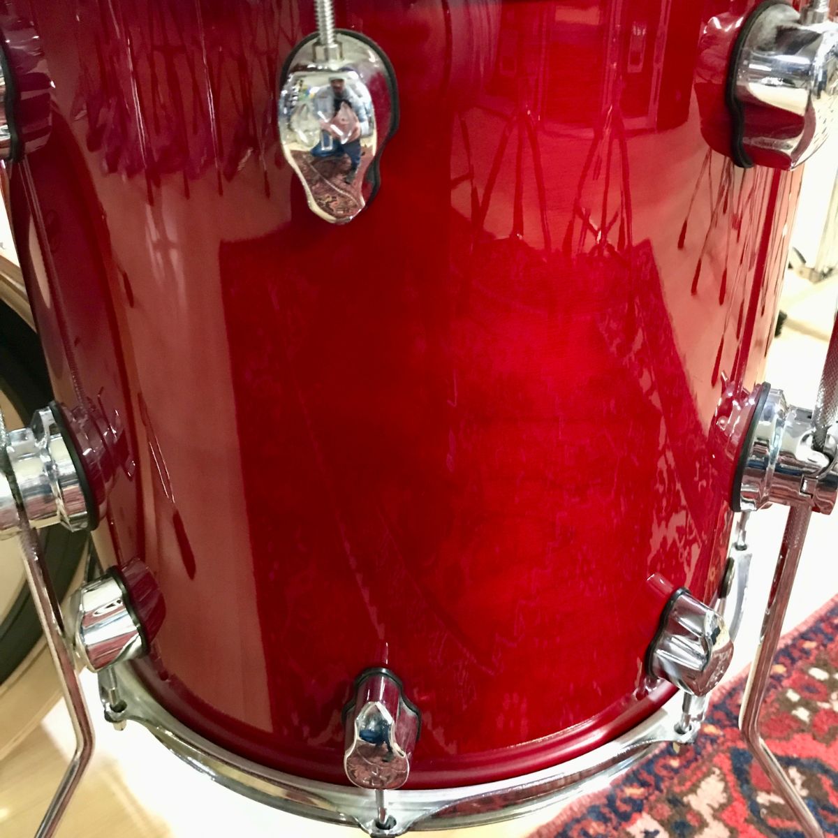 batteria acustica professionale 3 pezzi solo fusti x drum pro stage red all maple vista del timpano