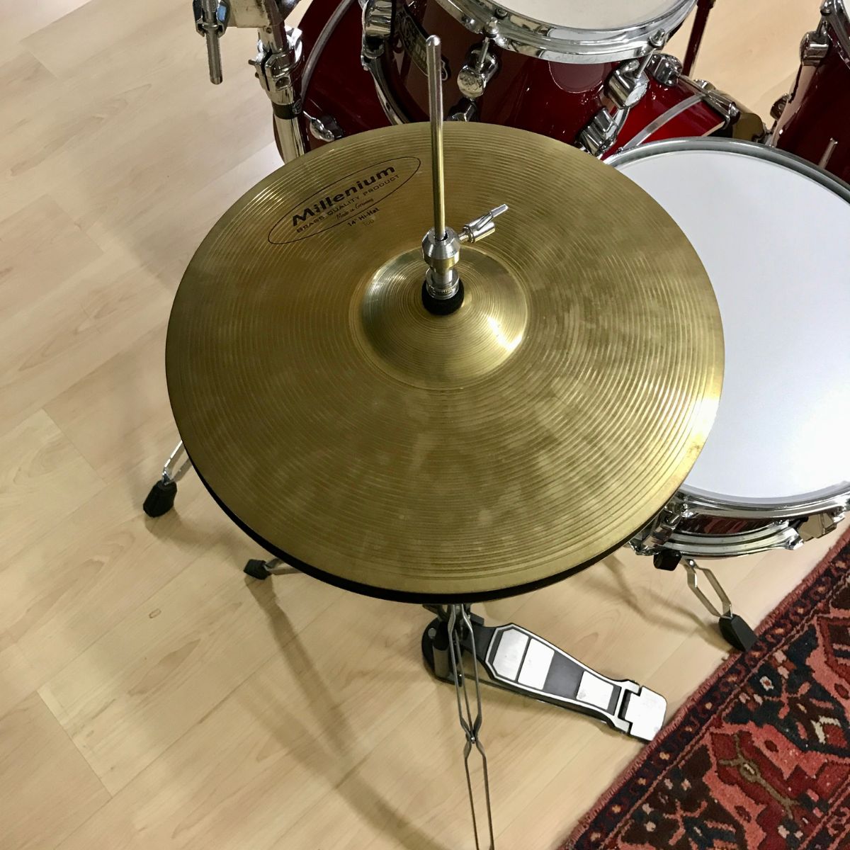 batteria acustica professionale completa di meccaniche e piatti x drum pro stage red all maple vista del charleston