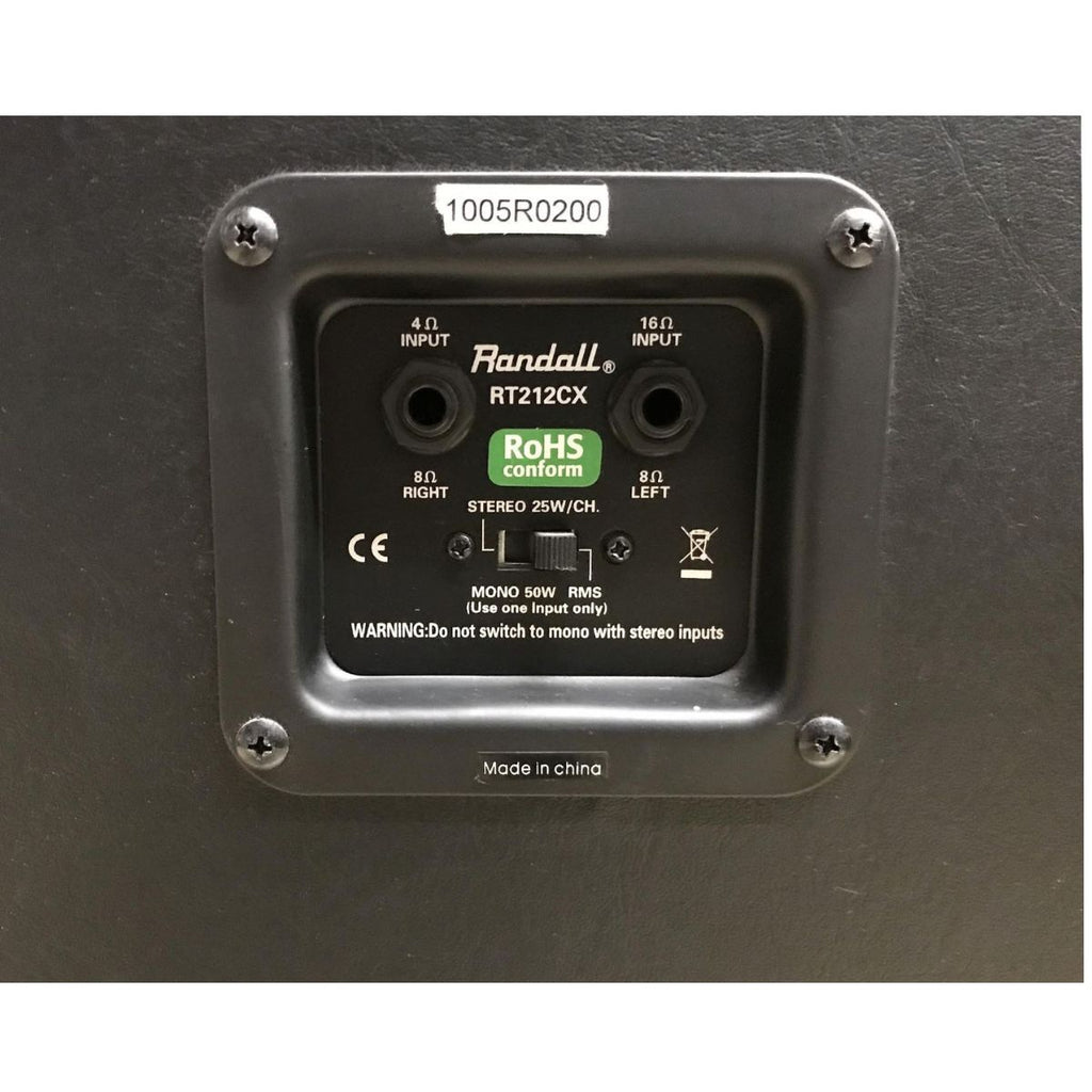 cassa 2 coni da 12" per chitarra randall RT212CX usata vista delle connessioni