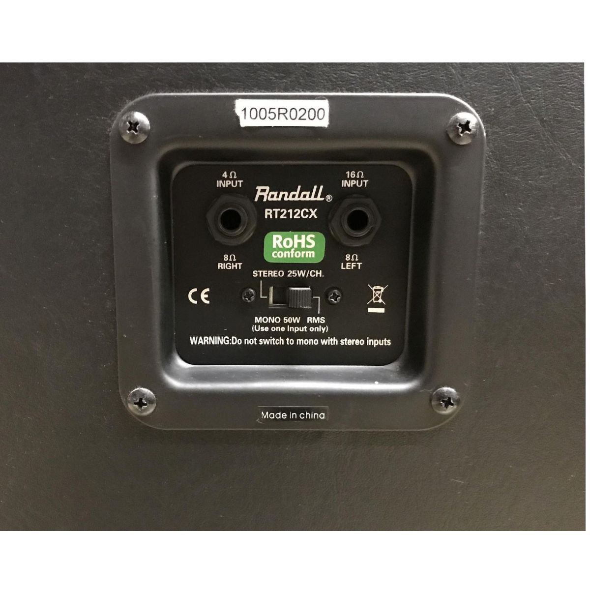 cassa 2 coni da 12" per chitarra randall RT212CX usata vista delle connessioni