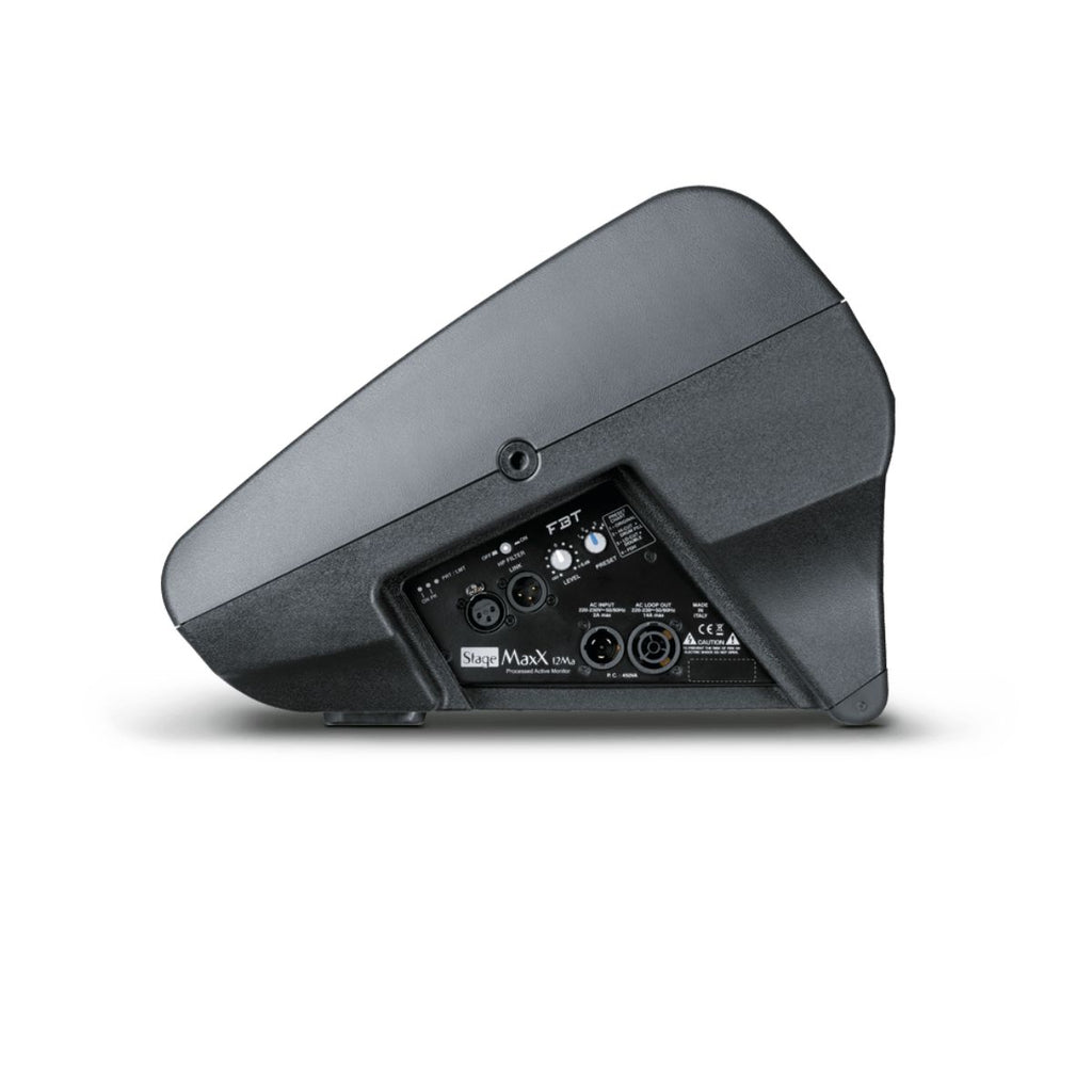 cassa monitor da palco amplificata da 1000W 12" FBT Stagemaxx 2ma vista laterale sx