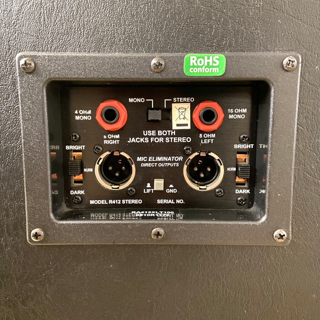 cassa per chitarra 4 coni da 12" Randall Model R412 Stereo RA412XLT100 vista delle connesisoni