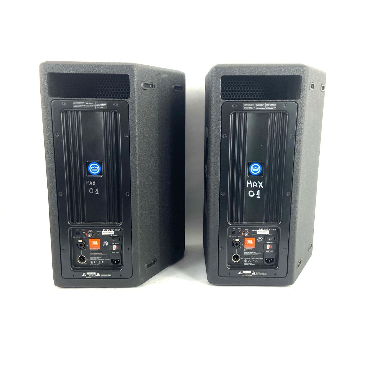casse professionali n legno jbl prx 612m coppia usate vista del retro