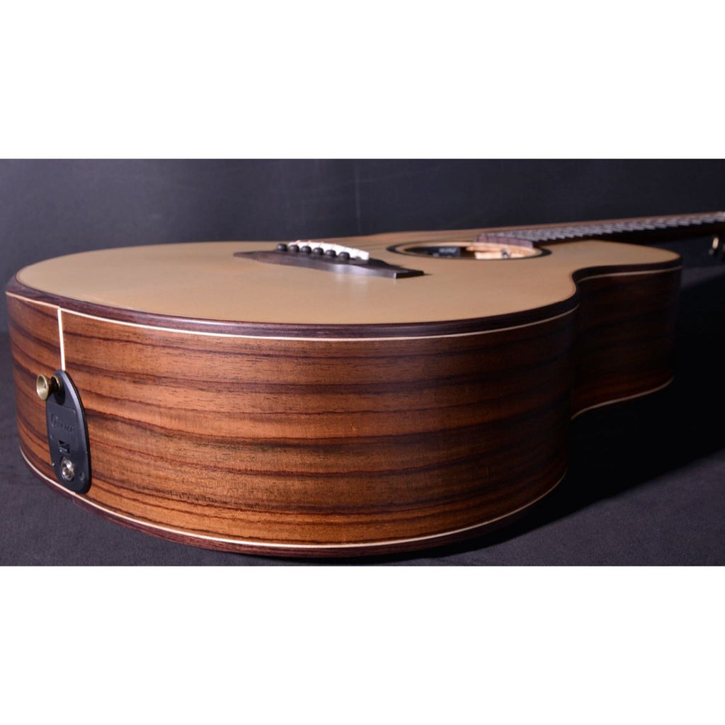 chitarra acustica elettrificata crafter grand mino rose vista del fondo della cassa