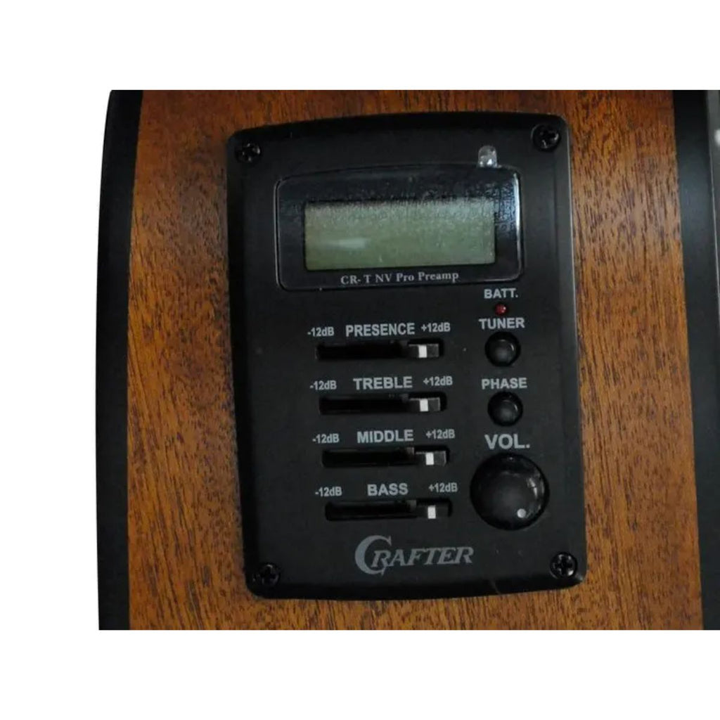 chitarra acustica elettrificata crafter hd-100ce op nt open box vista dell'elettronica