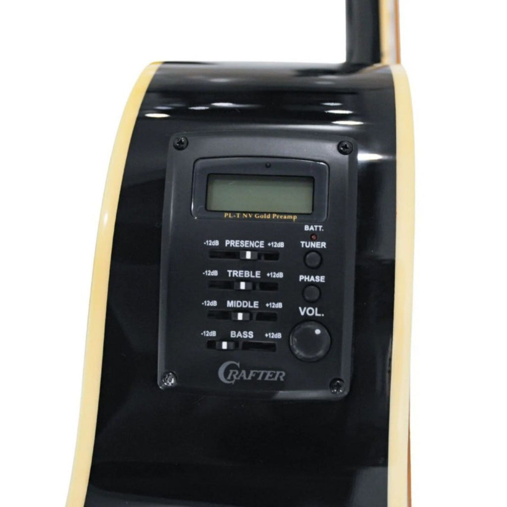 chitarra acustica elettrificata crafter ht-250ce nera vista del preamplificatore