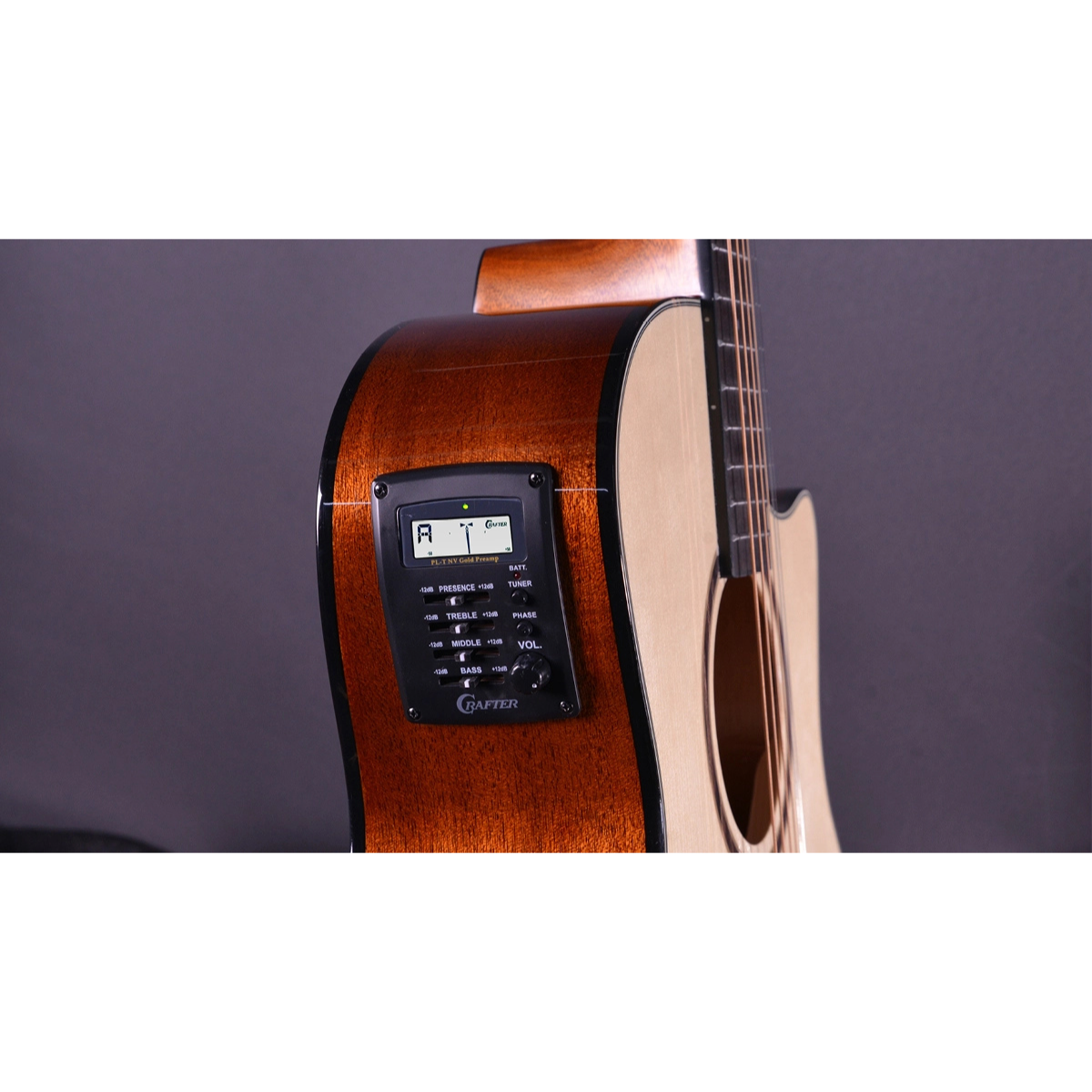 chitarra acustica elettrificata crafter ht-250ce natural vista laterale
