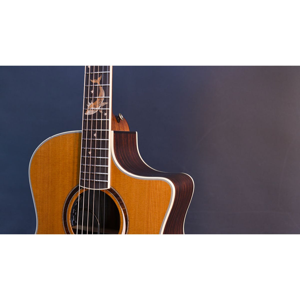 chitarra acustica elettrificata crafter mind w prestige rose gce vvs vista dell'intarsio nel manico