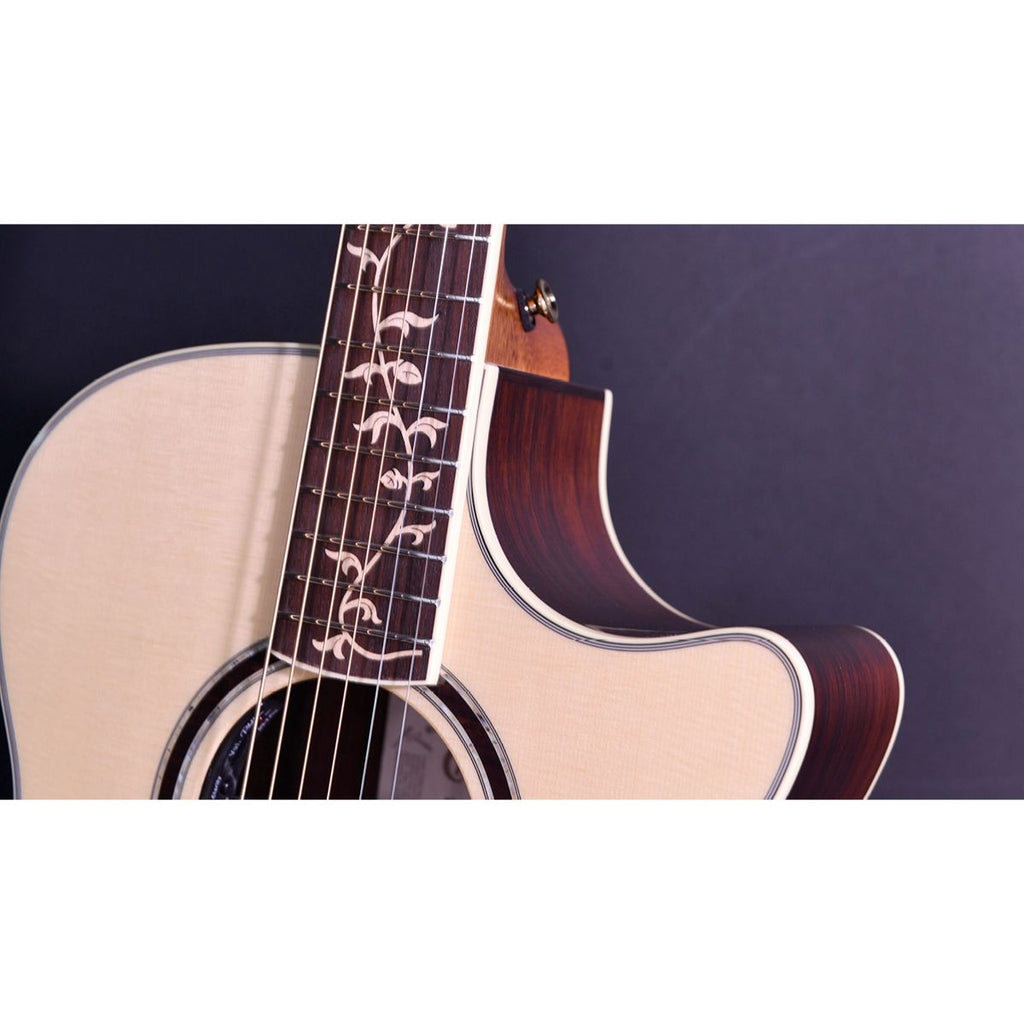 chitarra acustica elettrificata crafter stg T-27CE Pro vista dell'intarsio nella tastiera