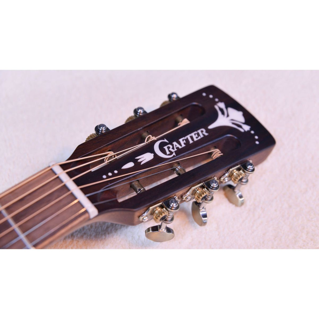 Chitarra acustica elettrificata crafter t-16e Pro Brown vista della paletta
