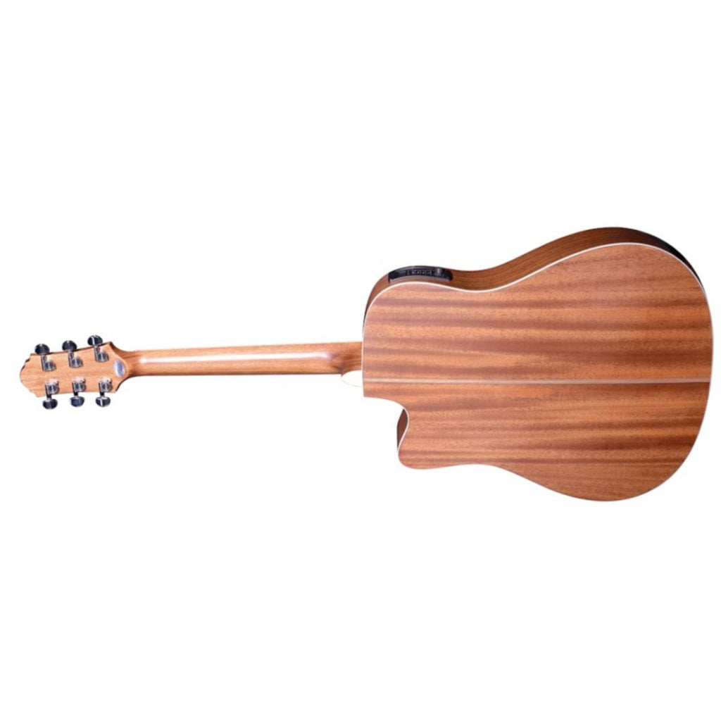 chitarra acustica elettrificata dreadnought crafter de6n vista del retro