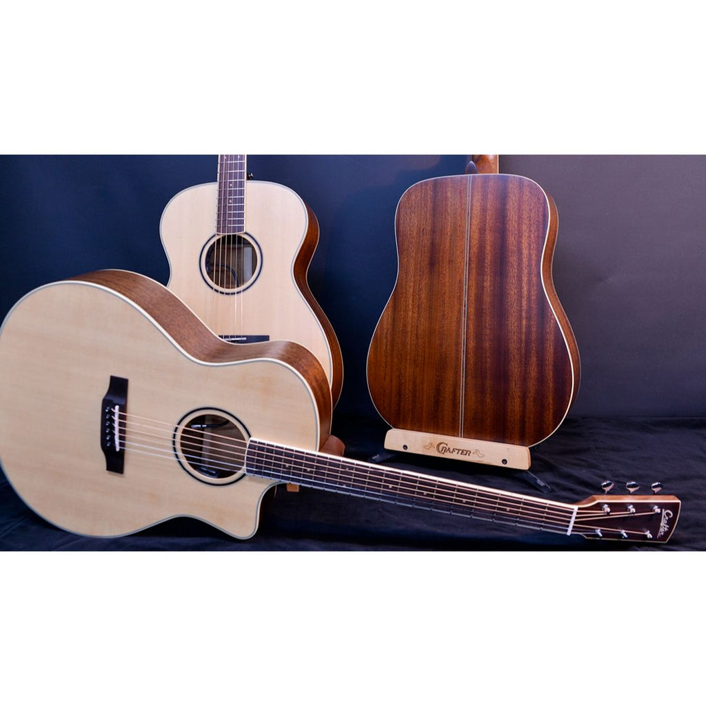 chitarra acustica elettrificata interamente in legno massello crafter es-gmahoce vista coricata