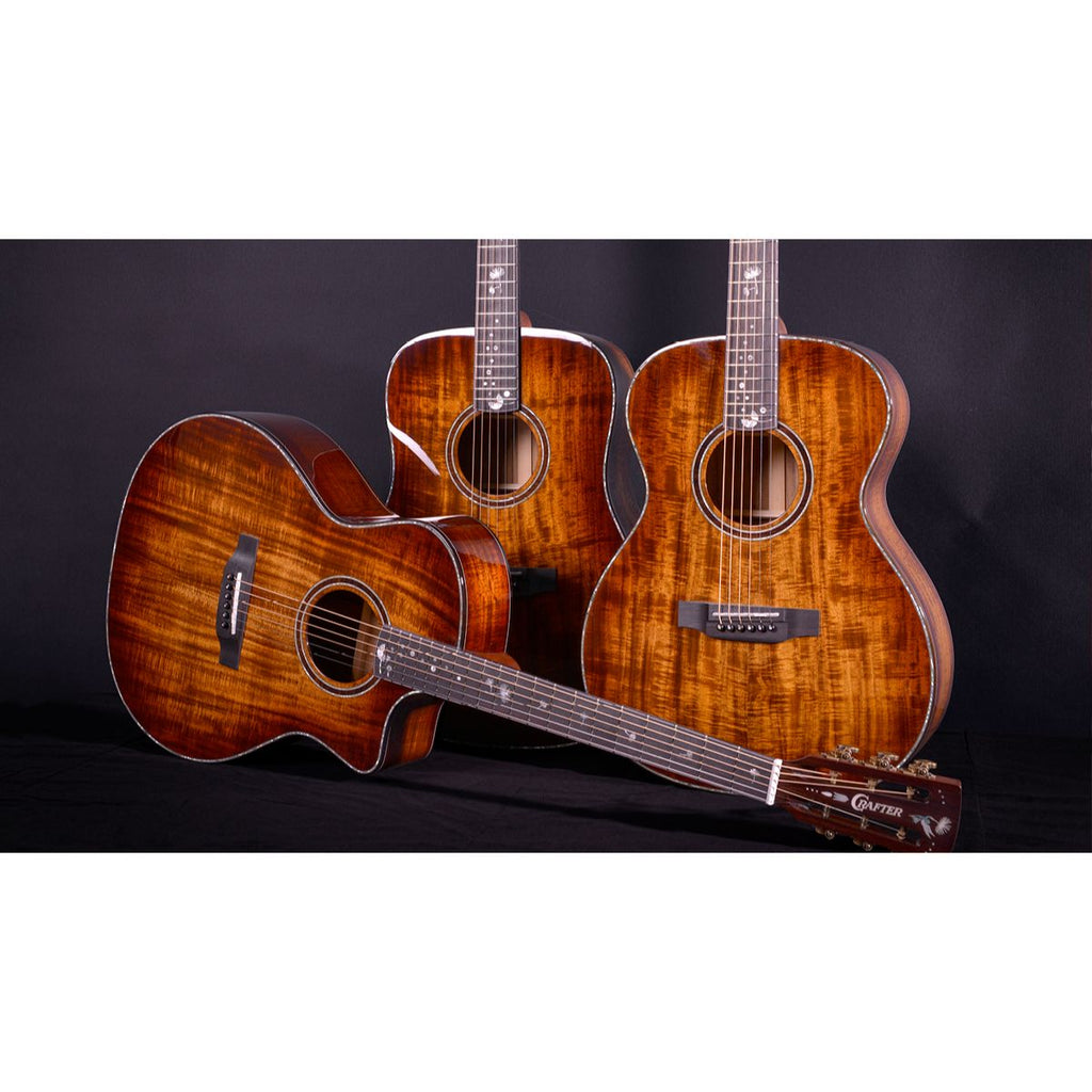 chitarra acustica elettrificata interamente in massello crafter g-2500ce alk dl vista coricata