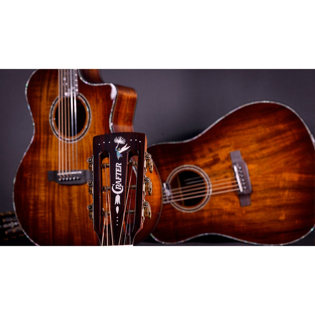 chitarra acustica elettrificata interamente in massello crafter g-2500ce alk dl vista della paletta
