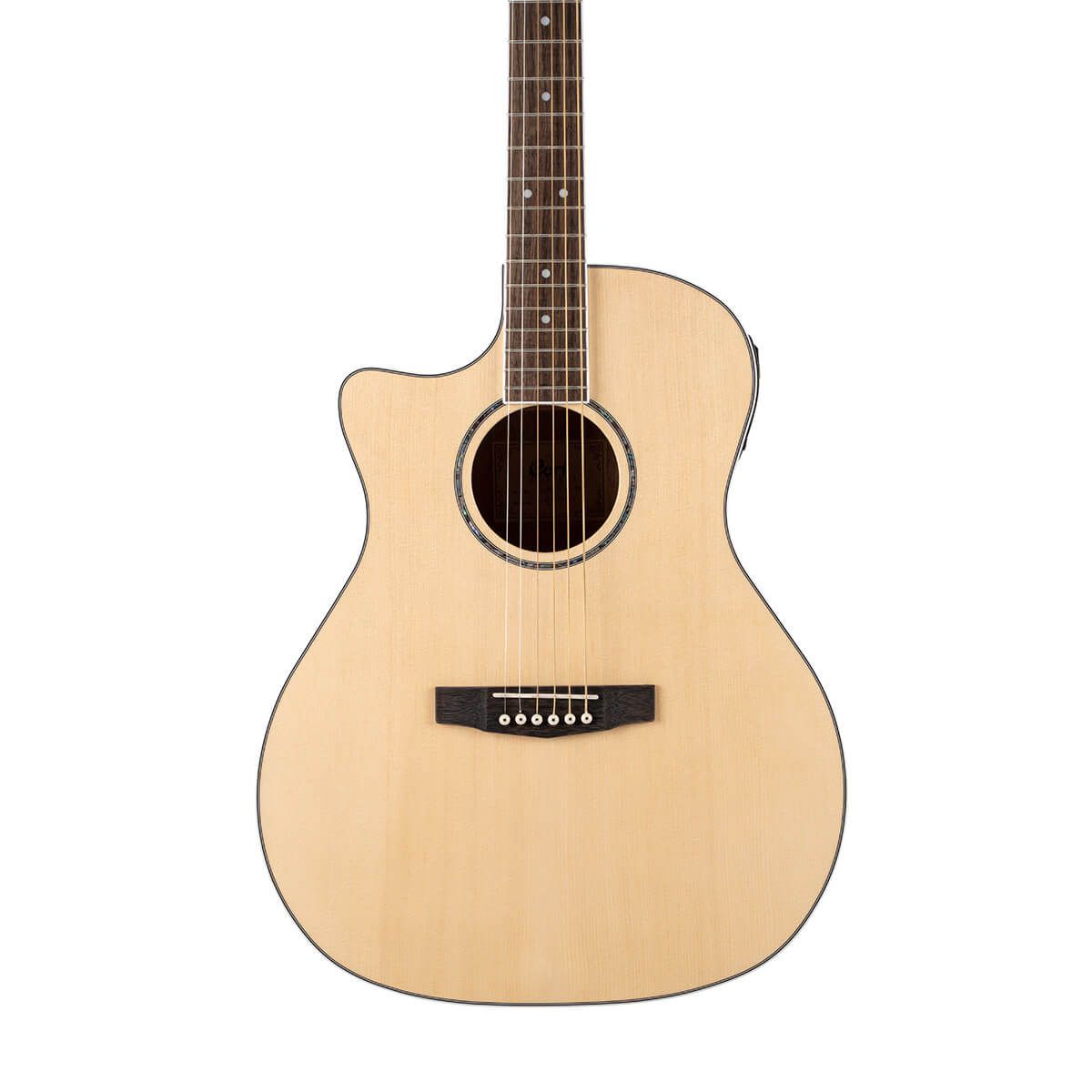 chitarra acustica elettrificata mancina cort ga-medx left hand open pore natural vista frontale