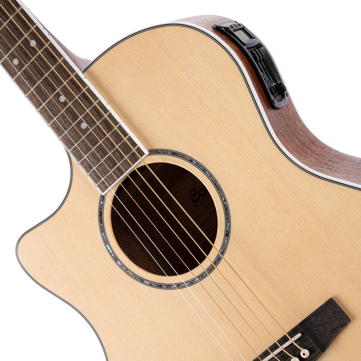 chitarra acustica elettrificata mancina cort ga-medx left hand open pore natural vista laterale