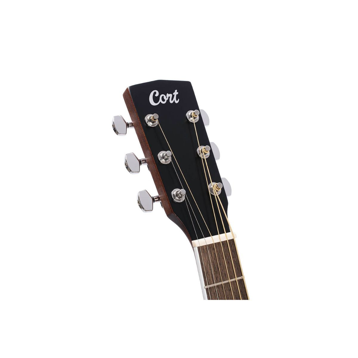 chitarra acustica elettrificata mancina cort ga-medx left hand open pore natural vista della paletta