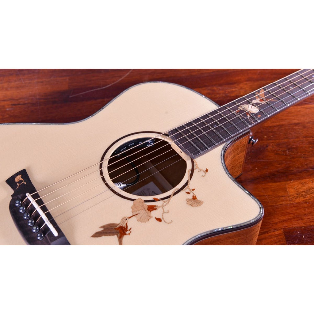 chitarra acustica elettrificata professionale crafter tb gmaho ce vista del corpo frontale