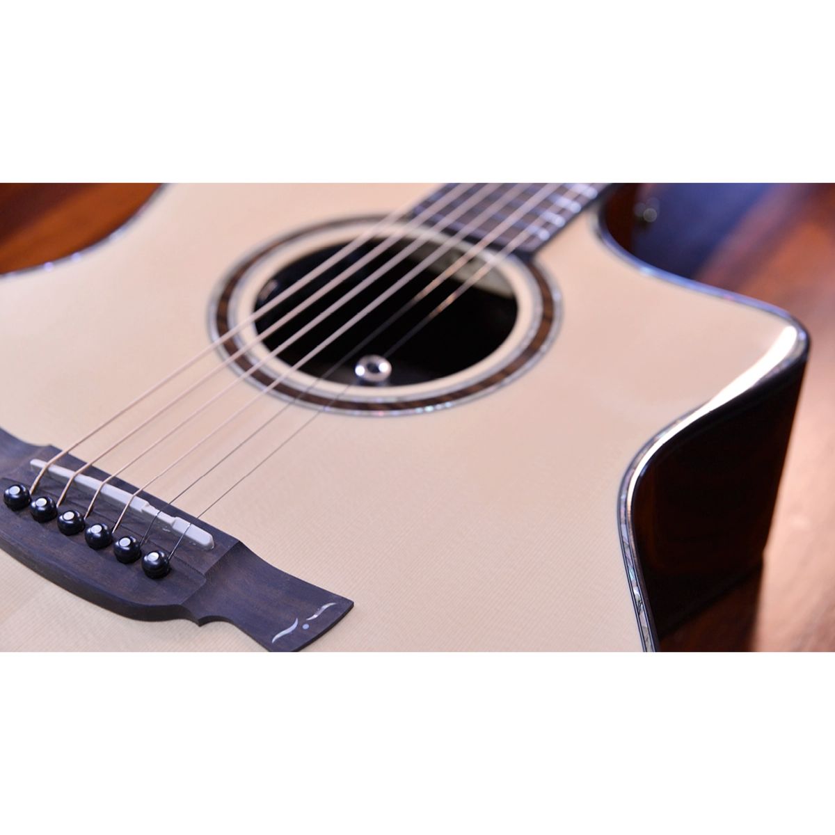 chitarra acustica elettrificata professionale interamente in legno massello crafter lx g-1000CE vista della buca