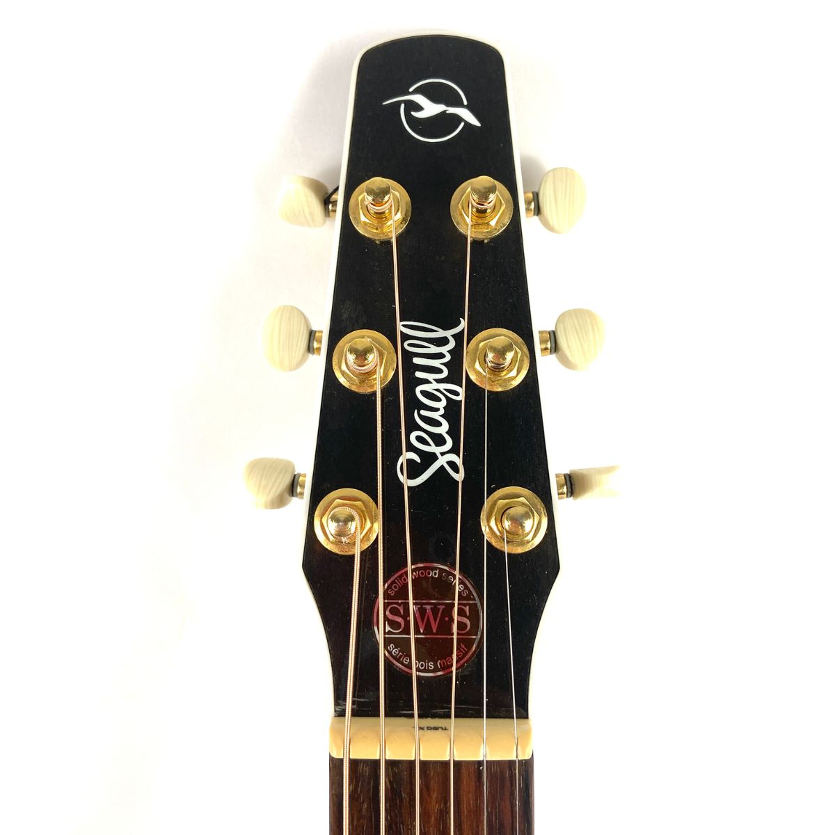 chitarra acustica professionale Seagull Maritime SWS Mahogany Burnt Umber GT QIT usata vista della paletta